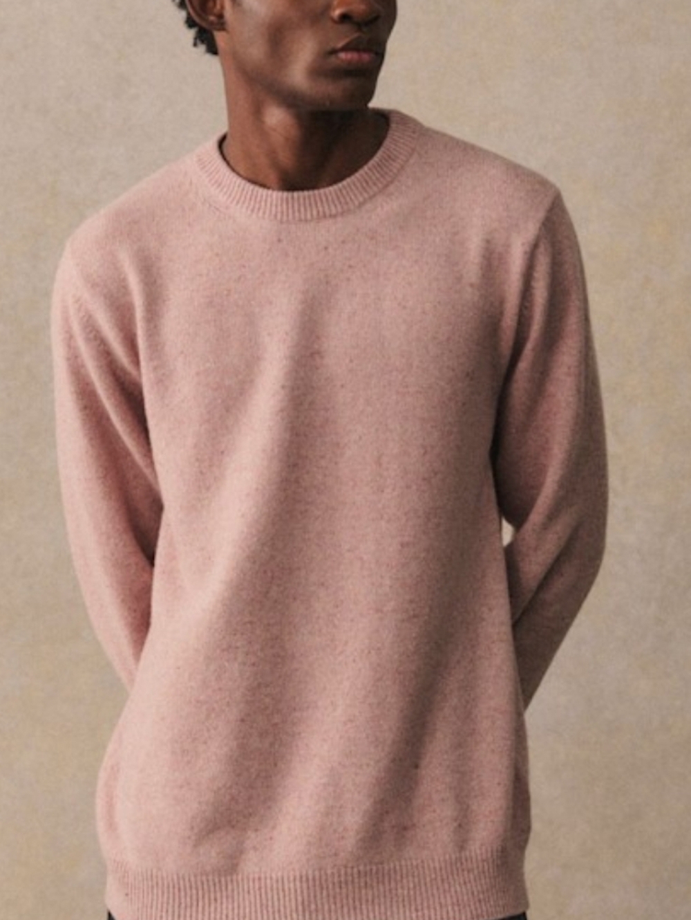 Sezane Octobre Editions Flynn Wool Crewneck Sweater In Speckled Pink